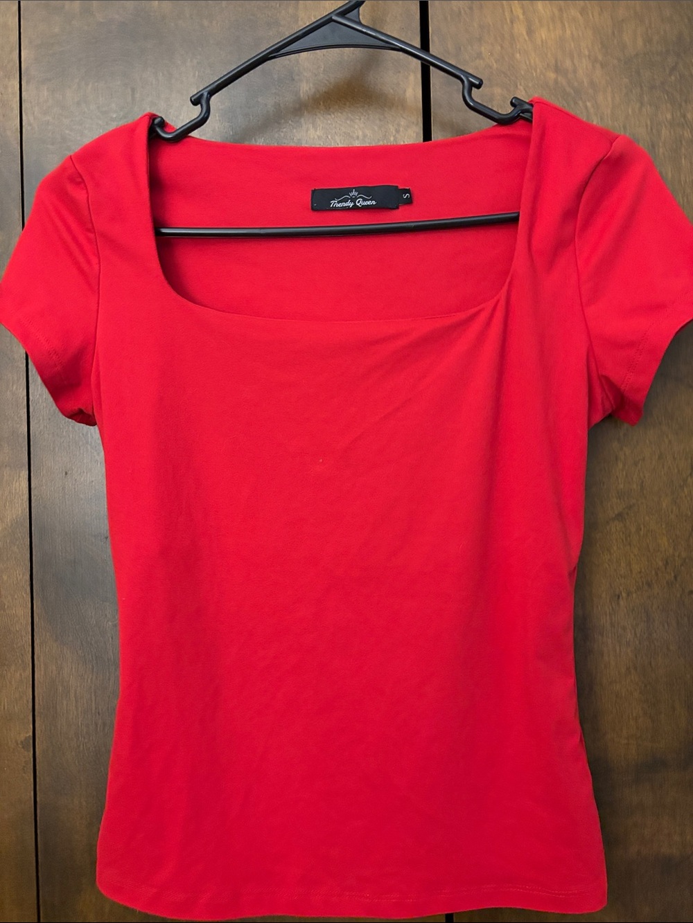 Twenty Bright Red Square Neck Short Sleeve Top